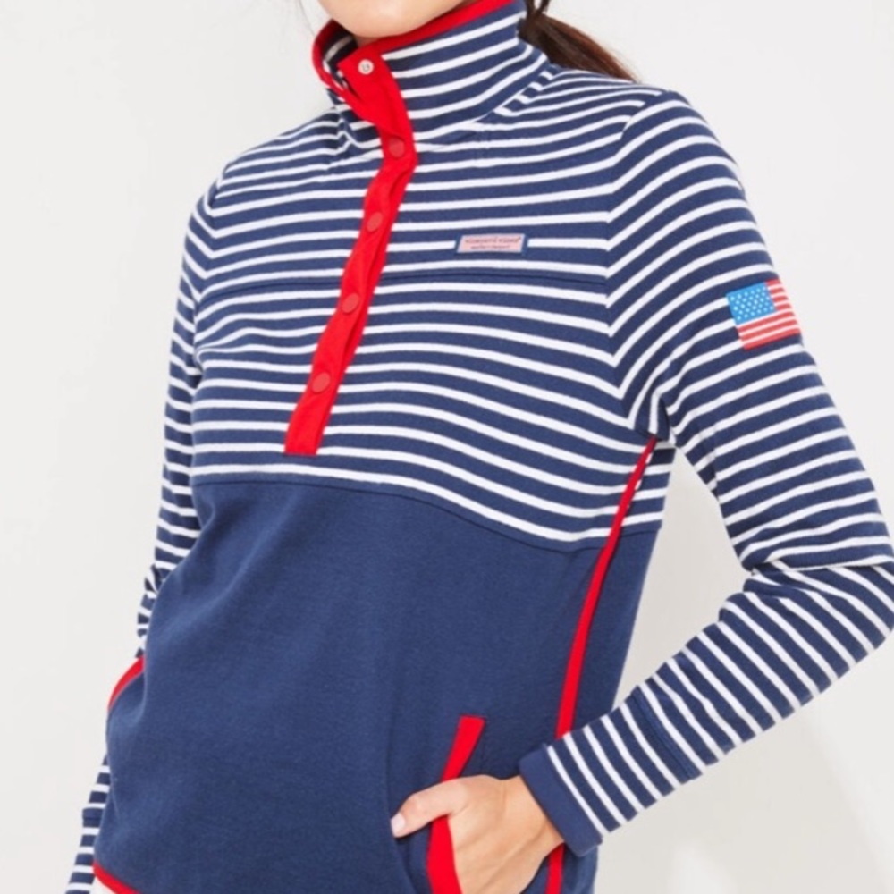 VINEYARD VINES AMERICANA 100% COTTON SNAP-PLACKET SHEP SHIRT POPOVER SZ SMALL - Picture 10 of 13